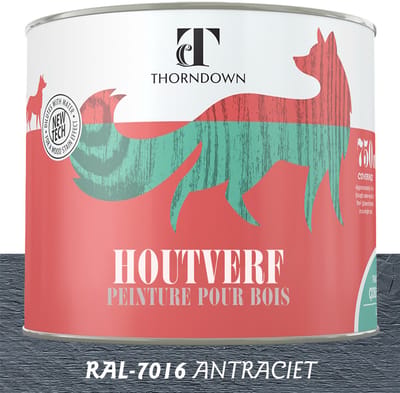 Thorndown - Houtverf Ecologisch Antraciet - Eco vriendelijk - Voor binnen en buiten - Waterbasis - 750ml - Anthraciet Grijs - RAL 7016