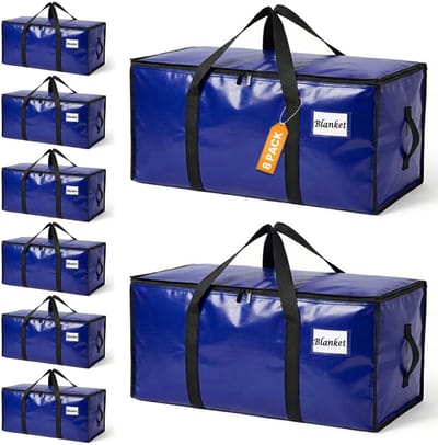 Dailygoods- Verhuisdozen Heavy Duty - 8 Stuks Grote Verhuiszakken - Waterdichte Opbergtas - Kledingopbergzakken - Versterkte Bodem - Duurzaam en Herbruikbaar - Opbergzakken