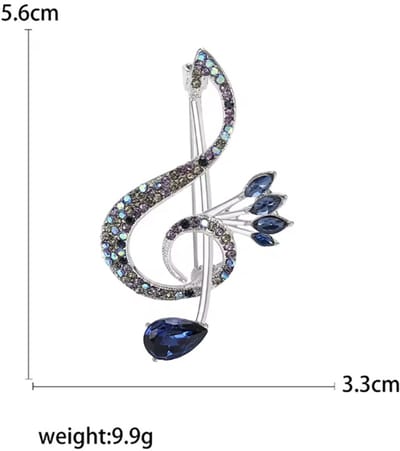 Actie4you® - Broche - Muzieknoot - Elegant & Tijdloos - 6 cm – Muziek Broche – Speld - Blauw