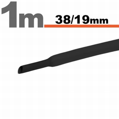 3× 1 Meter Krimpkous Zwart 38 / 19 mm – 3 Stukken Van 1 Meter – Grote Warmtekrimpbuis Voor Isolatie En Bescherming – Geschikt Voor Kabelbundels, Elektrische En Industriële Toepassingen [11029F]