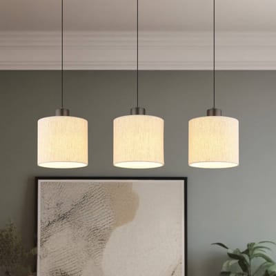 Globo LED hanglamp Thea, lengte 74 cm, 3-lamps, crème/matzwart