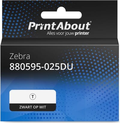 PrintAbout huismerk Etiket 880595-025DU Zwart op wit (38 mm x 25 mm) 12 rollen Geschikt voor Zebra