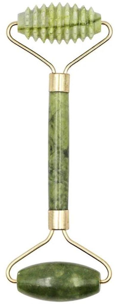 Jade roller - Gezichtsverzorging - Massage tool - Natuursteen - Met puntjes - Anti-aging - Dermaroller - Drainage - Tegen rimpels - Ontspannend - Groen - Jonyx