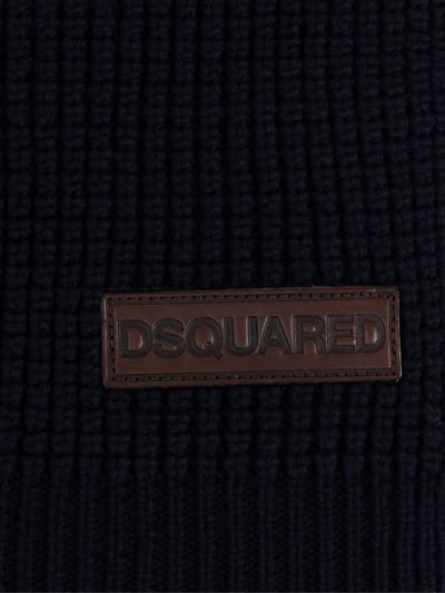 Gebreide wollen sjaal met logo-patch
