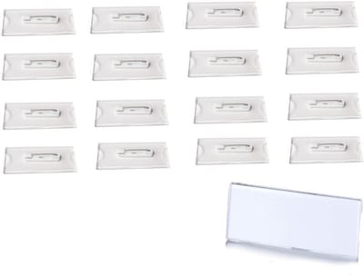 Naamkaarten Pennen - Kaarthouders Clips - Identificatie Tonen - Veiligheidsspeld Bevestiging - 30x70mm 16 Stuks - Transparant