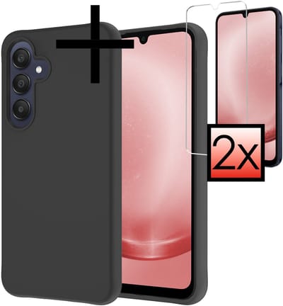 Hoesje - Met 2x Screenprotector - Geschikt voor Samsung Galaxy A26 - Sterk & Shockproof - Back Cover - Siliconen Case - Telefoon Hoes - Zwart