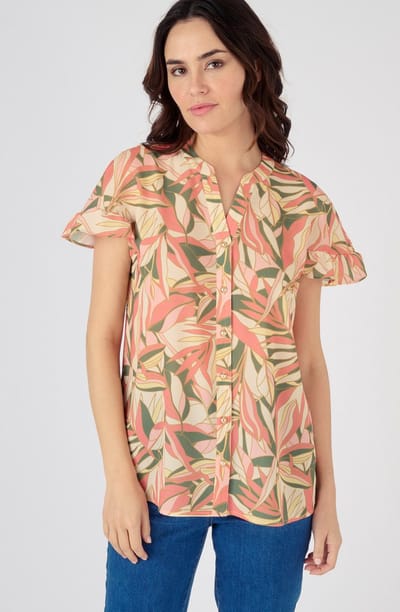 Damart - Blouse in bedrukte crêpe met stretch, gerecycleerde vezels* - Dames - Roze - 38