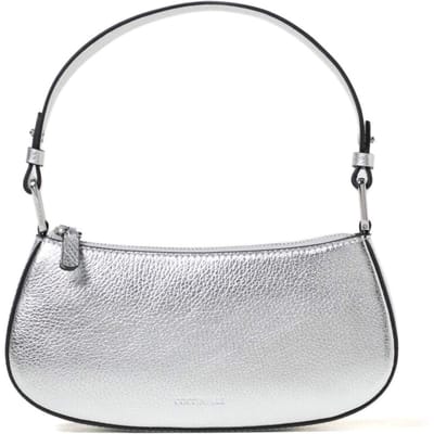 COCCINELLE Leren Schoudertas Avondtas Merveille Mini Bag Silver Zilverkleurig