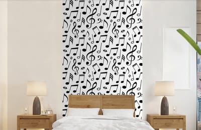 Behang - Fotobehang Muziek - Patronen - Zwart Wit - Breedte 120 cm x hoogte 240 cm