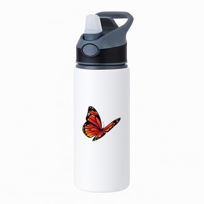 Hacebo® - Vlinders waterfles met rietje zwart - Vlinder - Dieren liefhebbers - Insecten - dieren - vlindertuin - water fles - 650ML