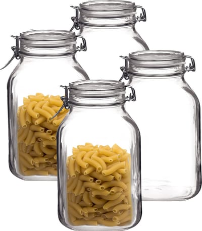 Bormioli Rocco Voorraad/weckpot - 4x - glas - transparant - 22 x 10 cm - 1,5 L