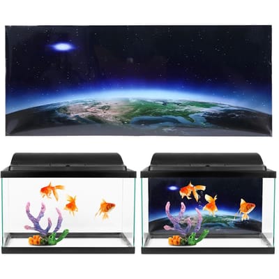 Décoration Affiche Fond d'Aquarium Bac à Poissons Autocollant PVC Image de Paysage(91*50cm) gray