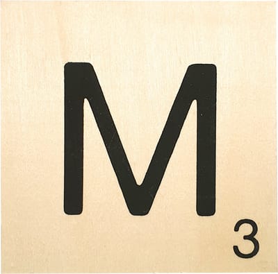 Houten Bordje 10x10x0.5cm - M - Zwarte Letter/Woordwaarde - Onbehandeld - Onderzetter/Homedeco
