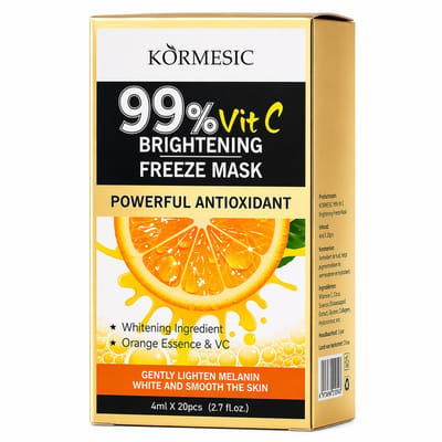 KORMESIC Vitamine C Gezichtsmasker | Brightening Freeze Mask | Anti Aging Masker | Whitening Huidverzorging | Pigmentvlekken Verminderen | Hydraterend Nachtmasker | Collageen Masker | Vit C Serum Mask | 20 Stuks Sachets | Glow Skin Care