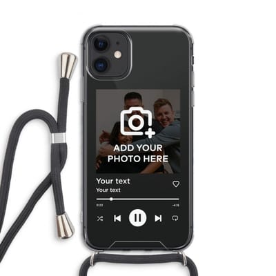 Gepersonaliseerd - Case Company® - Hoesje met koord geschikt voor iPhone 11 hoesje met Koord - Music Player - Telefoonhoesje met Zwart Koord - Extra Bescherming aan alle Kanten en Over de Schermrand