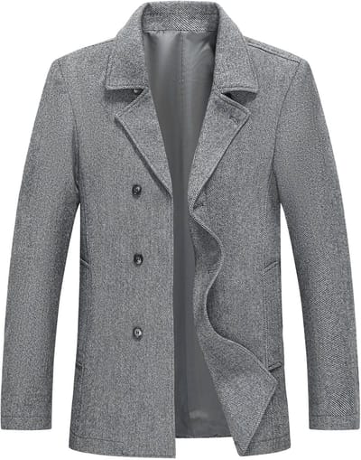 ALLTHEMEN Heren Wollen Dikke Coat - Slim Fit Overgangsjas - M