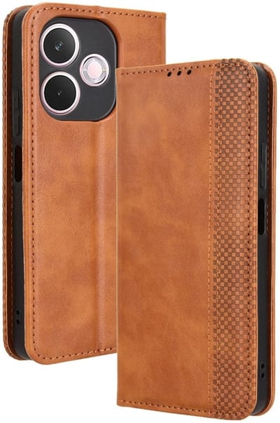 Coverup Hoesje - Geschikt voor OPPO A5 Pro 5G Hoesje - Coverup Vintage Style Book Case - Bruin