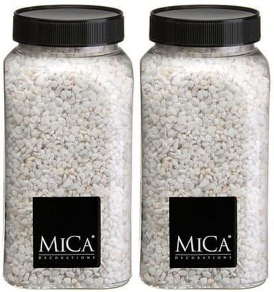 Mica Decorations decoratie stenen/granulaat - 2x - 650ml - wit - hobby steentjes