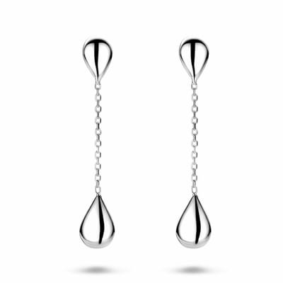 Zilveren gerhodineerde oorhangers druppel 36 mm - 1341656