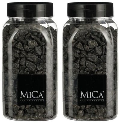 Mica Decorations decoratie steentjes - 2x - antraciet - 1 kilo - 650ml - hobby steentjes