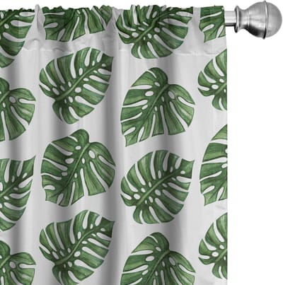 ABAKUHAUS Groene Blad Gordijnen – 2x75x245 cm – Mikrofaser – Halfdonker