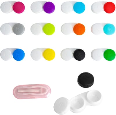 Dailygoods - 24 stuks contactlenzenhouders, gekleurde contactlenzencontainers, contactlenzen, opbergdoos, brillenetui, draagbaar, contactlenzendoosjes voor thuis en op reis