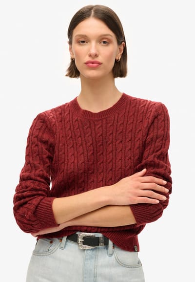 Superdry - Getailleerde kabeltrui met ronde hals - Dames - Sweaters
