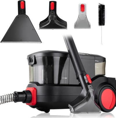 TIM® Tapijtreiniger machine - Tapijtreiniger - Tapijtreiniger apparaat - Zwart/Rood - ‎52cm x 28cm x 29cm