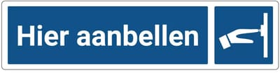 Hier aanbellen deurbordje met zelfklevende strip | Forex Re materiaal | 20 x 5 cm