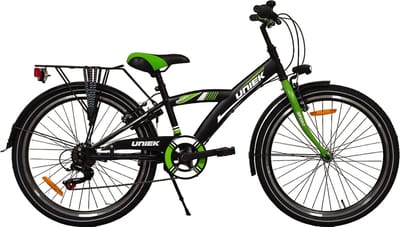 Kinderfiets Uniek 6S 24'' Zwart/Groen