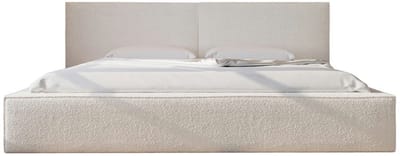 Bed 06 - Gestoffeerd tweepersoonsbed met bouclé overtrek - 140x200 cm - Elegant en comfortabel - Wit (Anthology 1)
