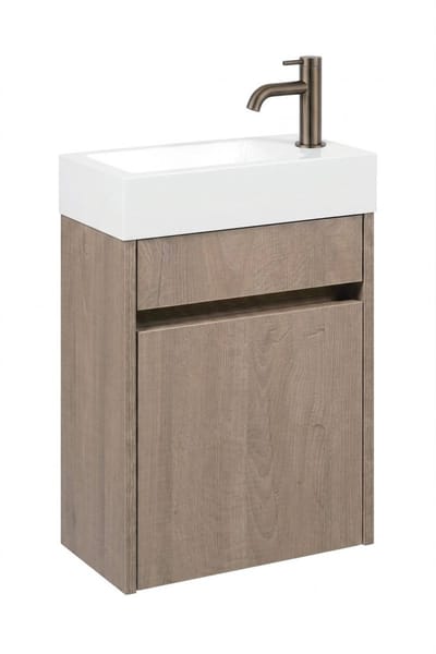 Saqu Florence fonteinmeubel toffee incl. fontein en gunmetal kraan rechts