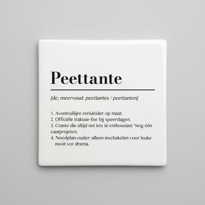 Peettante Definitie Tekst Tegel – Grappig Cadeau voor Meter & Woondecoratie – 15 x 15 cm