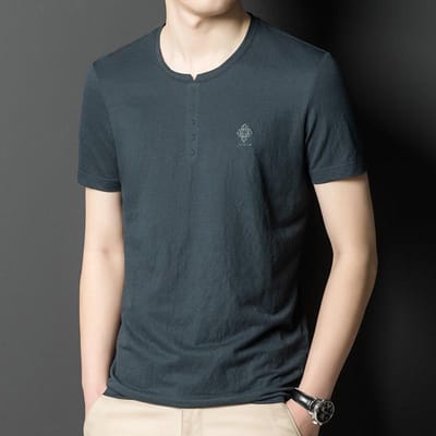 Zomer Nieuw Heren Los T-shirt met Korte Mouwen Heren Shirt Casual Effen Ronde Hals T-shirt XXXL