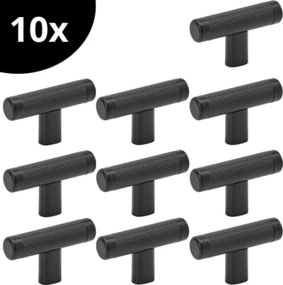 Hauskraft - Design Deurknop - Zwart - RVS - Modern - Kast Greep - Meubelgreep Kast - 10 Stuks