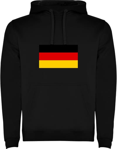 Zwarte unisex hoodie met Wereldse vlaggen het land Duitsland merk Roly maat M