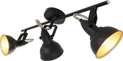 Briloner Leuchten SOFT - plafond spot 3-lichts - plafondlamp retro / vintage uitvoering - fitting: E14 max. 40 Watt - metaal zwartgoud 55,4 x 10 x 18,1 cm