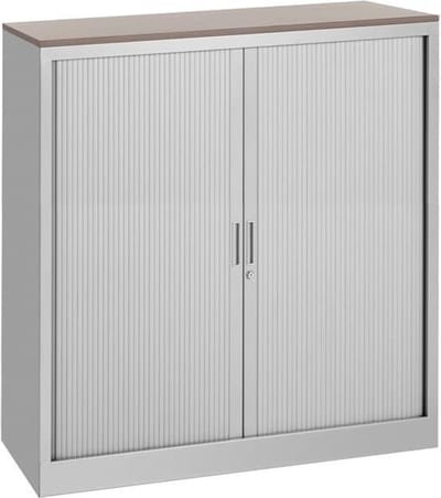 Stalen roldeurkast 135x120x43cm framekleur Aluminium (RAL9006)