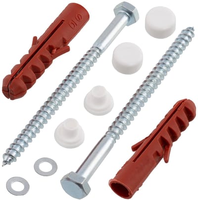 Bevestigingsset WC Bidet - Toilet Schroeven Pluggen - Sanitaire Installaties - Nylon Metaal - Ø10x50 mm 6x80 mm - Zilver