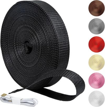 Polypropyleen Band - Robuuste Katoenen Band - Tassen Maken - Waterdicht en Scheurbestendig - 20 Meter 25 mm - Zwart