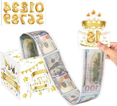Geldgeschenkdoos voor Verjaardag - Verrassingsdoos voor Contant Geld, Perfect voor Ouders, Kinderen en Vrienden, Witgoud Design