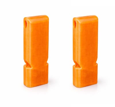 2x Platte Noodfluit - Doorzichtig Oranje - Zonder balletje - Geprint - 100+ decibel - Fluitje