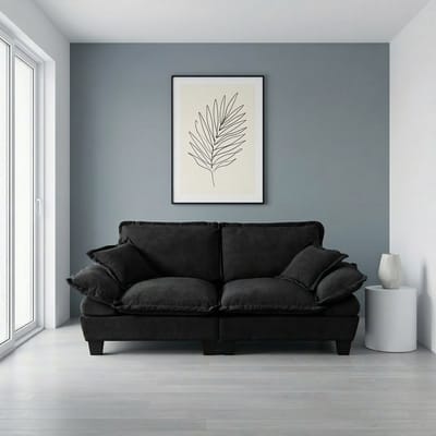HAUSS SPOLE Loveseat - 2-Zits Modulaire Bank - Met Gebogen Armleuningen En Afneembare Kussens - Voor Appartement En Woonkamer - Chenille Zwart