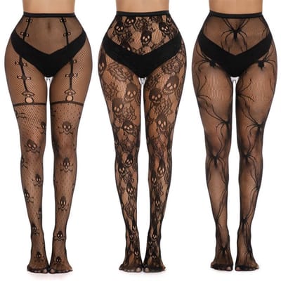 Allecto - Halloween visnet panty - Spiderweb patroon - Hoge taille - Zwarte mesh kousen - Perfect voor kostuums - Geschikt voor dames - One size