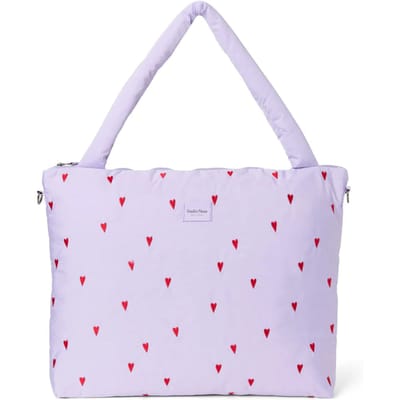 Studio Noos puffy diaper bag purple hearts