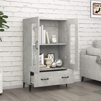 vidaXL - Hoge - kast - 70x31x115 - cm - bewerkt - hout - betongrijs