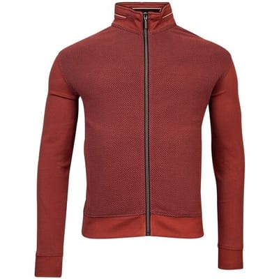 Baileys Vest Front Back Two-Tone Jacqaurd Sweat Cardigan Zip Stone Red / male