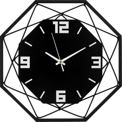 QUVIO Wandklok - Klok - Grote Wandklok - Muurklok - Keukenklokken - Badkamerklok - Voor binnen - Metaal - Zwart - 34,5 cm
