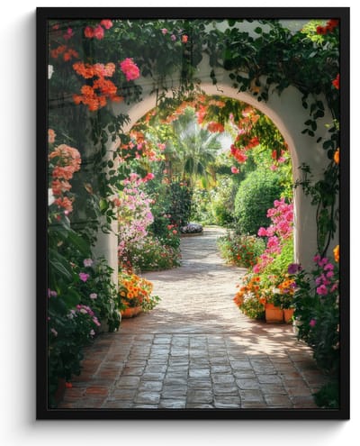 Poster in lijst - Fotolijst 50x70 cm - Posters - Doorkijk - Bloemen - Natuur - Bloementuin - Posterlijst zwart - Decoratie - Wanddecoratie woonkamer - Muurdecoratie slaapkamer