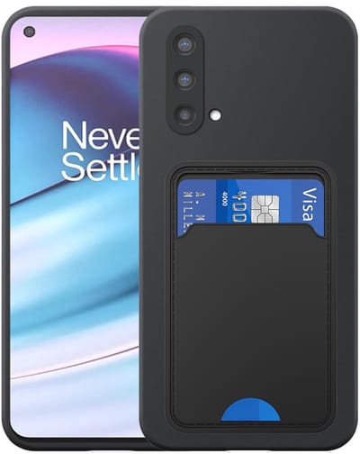 Geschikt voor OnePlus Nord CE Telefoonhoesje met TPU Pasjeshouder - Flexible Back Cover Case Siliconen TPU with Cardslot - Zwart - Smartphonica geschikt voor OnePlus Nord CE
